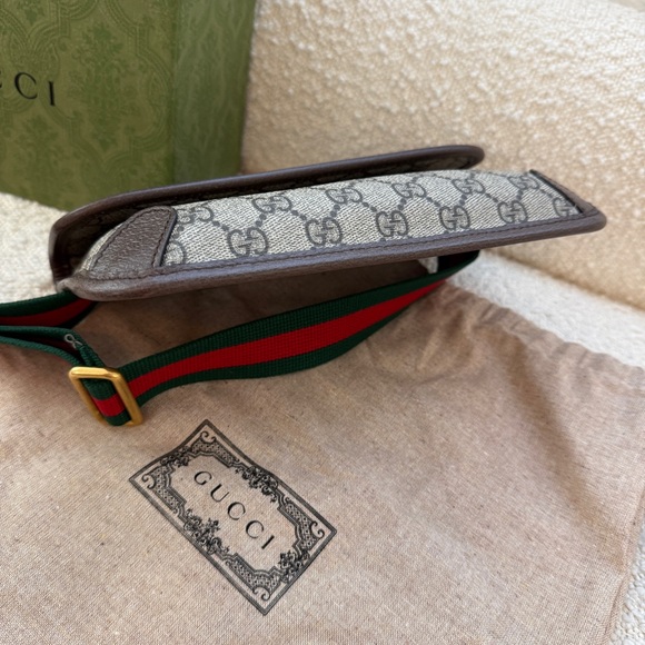 Gucci Beige + Brown Belt Bag with Green + Red Strap Purse Crossbody Fannypack - Picture 5 of 14